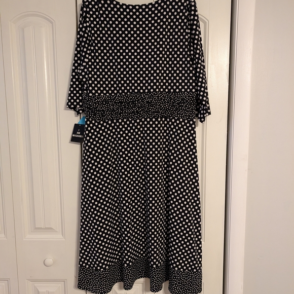 Sandra Darren Black and White Dotted Midi Dress - Picture 6 of 6